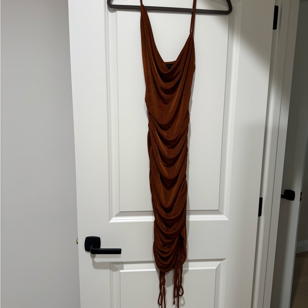 JLUX LABEL Brown Draped Dress